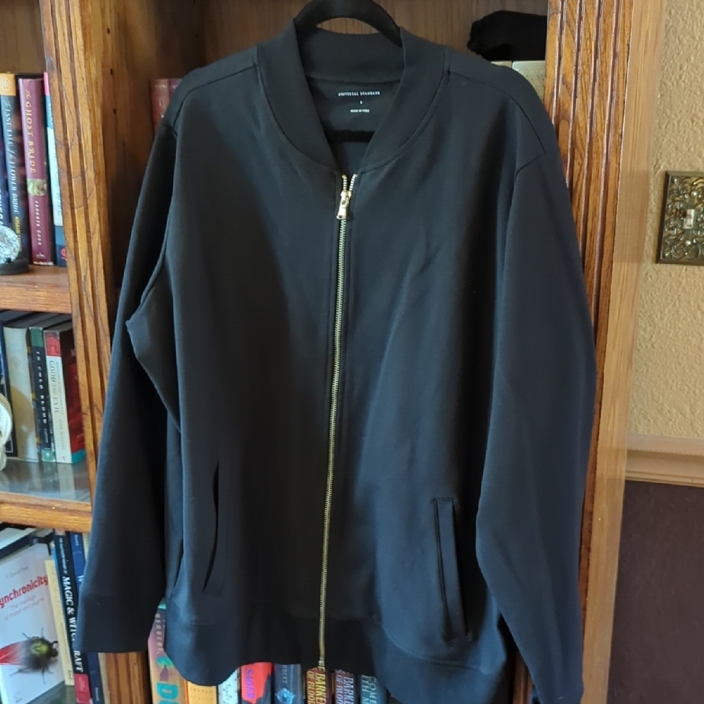 Universal Standard Black Brooke Bomber Jacket with Ribbed Cuffs